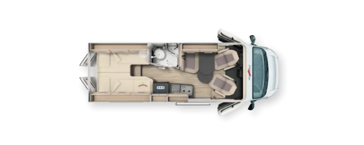 Grundriss Nacht Malibu Van Diversity 640 LE K charming coupé Aufstelldach*Combi 6 D-E*ACC