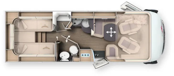 Grundriss Tag Carthago C2-tourer I 145 RB-LE comfort 4.2t MB*Automatik*170PS