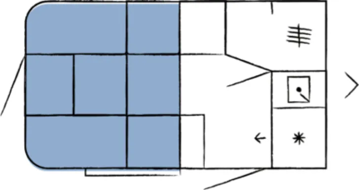 Grundriss Nacht Hobby Beachy 360 Autarkvor.*Porta Potti*1.200