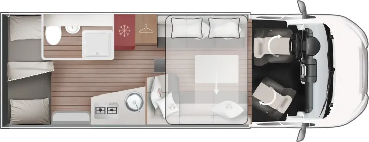 Grundriss Tag Roller Team Kronos 274 TL Winter Etagenbetten Heavy ACC 2026