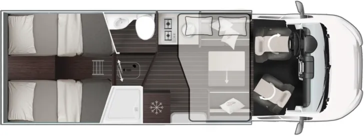 Grundriss Tag Roller Team Zefiro Power Edition 287 TL 2xLithium 400W Solar