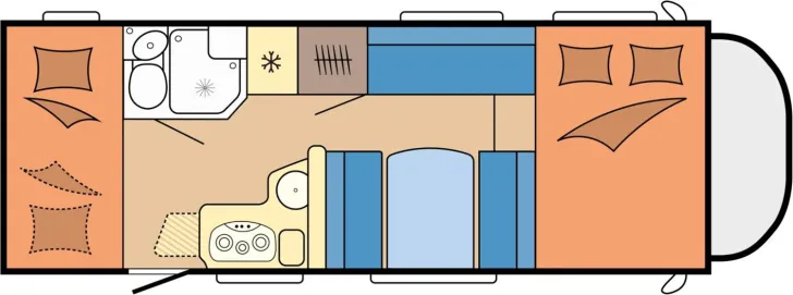 Grundriss Tag Hobby Optima OnTour Alkoven A65 KM *FRÜHLINGSKNALLER*