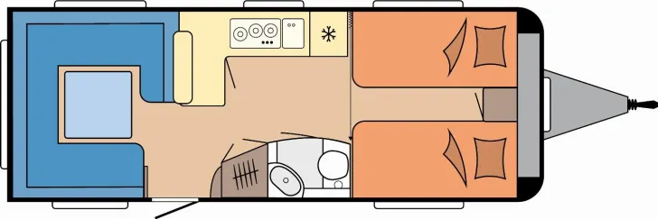 Grundriss Tag Hobby Prestige 620 CL Fußbodenheizung, City-Anschluss