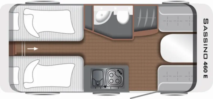 Grundriss Tag LMC Sassino 460 E Einzelbetten 1360 kg