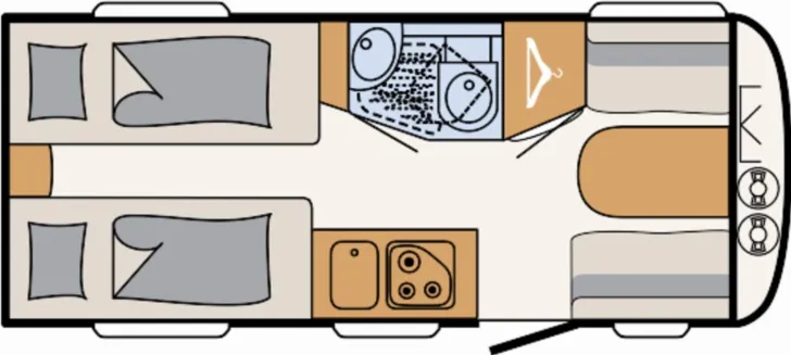 Grundriss Tag Dethleffs c-joy 460 LE zus. Stauklappe, Toilettenfenster